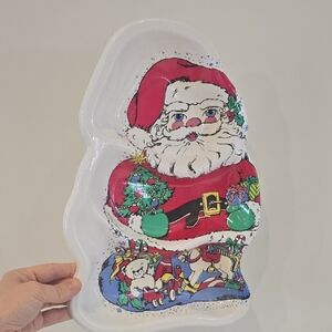 Vintage Santa Claus Plastic Divided Serving Tray - Christmas Partyware